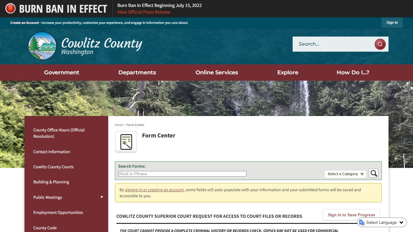 Form Center • Cowlitz County, WA • CivicEngage