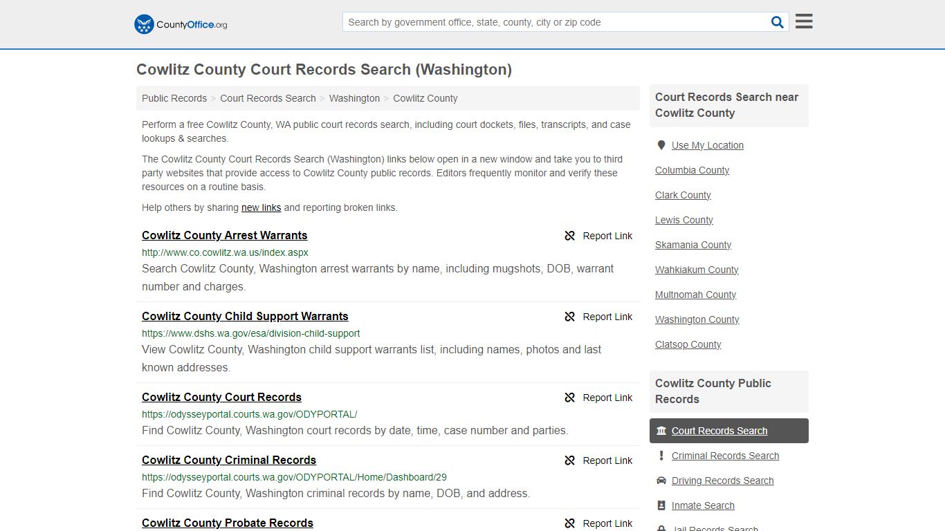 Cowlitz County Court Records Search (Washington) - County Office